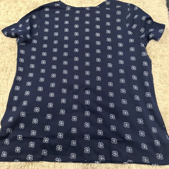 Croft and Barrow XXL womens NWT blue geo pattern The Classic Tee - Picture 7 of 8